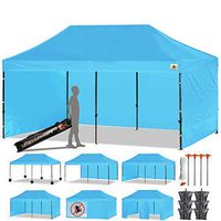ABCCANOPY Canopy Tent Popup Canopy 10x20 Pop Up Canopies Commercial Tents Market stall with 6 Removable Sidewalls and Roller Bag Bonus 4 Weight Bags and 10ft Screen Netting and Half Wall, Sky Blue