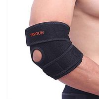 Elbow Support, Adjustable Tennis Elbow Support Brace, Great for Sprained Elbows, Tendonitis, Arthritis, Basketball, Baseball, Golfer's Elbow Provides Support & Ease Pains (Black)