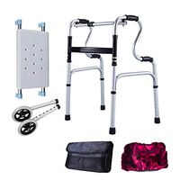 Lightweight Aluminum Frame Walker, Outdoor Sports Walker, Easy-to-fold Walker for The Elderly and Disabled (Send Storage Bag + Seat Cover + Wheel)