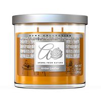 Aroma From Nature Amber Leather 14 oz Home Collection Scented Candle - 1 Pack - Aromatherapy Candles - Home Fragrance - Apothecary Glass With Triple Wick