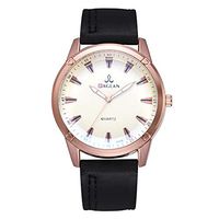 Mens Watches,Fxbar Fashion Youth Analog Wrist Watch Leather Strap Quartz Charming Men's Business Wristwatch (E)