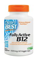 Doctor's Best Fully Active B12 1500 mcg, Non-GMO, Vegan, Gluten Free, Supports Healthy Memory, Mood and Circulation, 60 Veggie Caps
