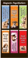 Christian Art Gifts Set of 6 Puppy Faces (Style #1) Magnetic Bible Verse Bookmark with Scripture and Inspiration, Size Small 2.25" x .75"