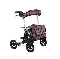 Aluminum Alloy Rollator,Lightweight Foldable 4 Wheel Rollator Walker Aid with Padded Waterproof Seat Lockable Brakes and Storage Bag, Adjustable Height