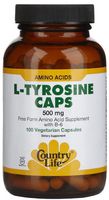COUNTRY LIFE VITAMINS L-TYROSINE 500MG W/B-6, 100 VCAP