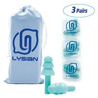 Ear Plugs for Sleeping Swimming Shooting - Silicone Noise Cancelling Earplugs 3 Pairs Individually Wrapped 32dB Highest NRR by LYSIAN