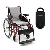 Karman S-Ergo 115 Ultra Lightweight Ergonomic Wheelchair | Seat Size 18" X 17" | Swing Away Footrest | Quick Release Wheels in Red & Free 130 dB Black Personal Safety Alarm/Siren!