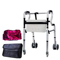 XIHAA Elderly People Standard Walkers Foldable Walker,Adjustable Walking Assist Equipped Wheels Equipped with Arm Rest Pad for The Limited Mobility with Disabled,Wheel