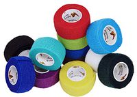 Elasti-Wrap 1 Inch Breathable, Latex Free, Self-Adherent, Self Adhesive Cohesive Bandage Vet Wrap Assorted Colors (12 Rolls)