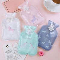 Mini Pearlescent Explosion-Proof Cute Pony Transparent Hot Water Bottle Set of 4, Water-Filled PVC Hand Warmer, Winter Student Gift
