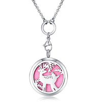Mesinya Essential Oil Diffuser Necklace Aroma Hypo-Allergenic Magnetic Locket Pendant With Chain&Pads (Christmas Reindeer)