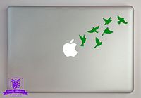 Overly Attached Decals Small Flock of Birds in Flight Vinyl Decal Sized to Fit A 11" Laptop - Green