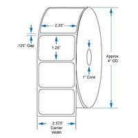 800522-125 Compatible KENCO Brand 2.25 inch x 1.25 inch with perf Direct Thermal Labels to fit Eltron or Zebra Printers. 1 in. Core, 1,135 Labels Per Roll, 12 Rolls Per Case