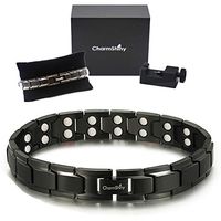 Ultra Strength Titanium Magnetic Bracelet Therapy Double Magnets for Men Women Balance Arthritis Relief Pain Carpal Tunnel+ Hematite Pendant Necklace