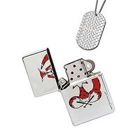 New Vibe Silver Flip Top Lighter - Red Foxy Fox