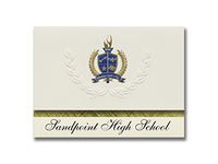 Signature Announcements Sandpoint High School (Sandpoint, ID) Graduation Announcements, Presidential style, Elite package of 25 with Gold & Blue Metallic Foil seal