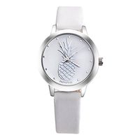 IEason,Ladys Womens Pineapple Faux Leather Analog Quartz Watch (White)