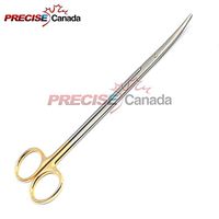 PRECISE CANADA: METZENBAUM SCISSORS CURVED 18CM - T. C. GOLD PLATED HANDLES & GERMAN GRADE STAINLESS STEEL