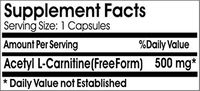 Acetyl L-Carnitine 500mg 200 Capsules ^GLS