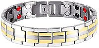 VPKJewelry Titanium Magnet Therapy Eternity Bracelet Bangle for Arthritis Pain Adjustable Length (Silver-Gold)
