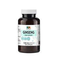 Ginseng 100 Capsules, 1300 mg per Serving, Korean Red Ginseng Root (Panax Ginseng)