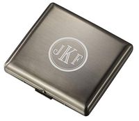 Personalized Visol Antique Silver Double Sided Cigarette Case with Free Laser Engraving (Roman Monogram)