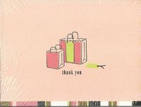 Thank You 10 Count Note Cards Pink Brown Shopping Bag