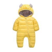 Unisex Baby Warm Clothes,Winter Kids Rompers Hoodie Thick Cotton Jumpsuit (0-6 Months, Yellow)