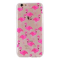 Clear TPU Case for iPhone 6s Plus,Aoucase Ultra Thin Art Pattern Soft Silicone Rubber Shockproof Non-Slip Back Case for iPhone 6 Plus/6S Plus 5.5 inch with Black Dual-use Stylus,Cute Flamingo
