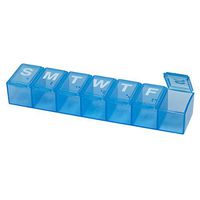 Ezy Dose Travel (7-Day) Pill, Medicine, Vitamin Organizer Box | Weekly, Daily Planner | Large Compartments | Colored Lids