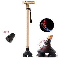 Folding Cane with LED Light Adjustable Walking Cane Black Portable Walking Stick for Fathers Mothers Gifts (Wood Color)