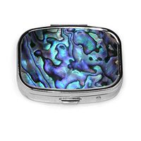 Pill Container Medicine Box Metal Pill Box for Vitamins, Big & Small Pills, and Medication Perfect for Travel Outdoor,Deep Purple Abalone Shell