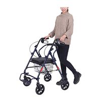 Transport Rollator Walker with Seat and Wheels - Folding Walker and Transport Chair, with Removable Pedal,Blue