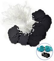Set of 45 - Decorative Chalkboard Tags with Strings Attached - Prestrung Pretty Black Tags - Fancy Tags - Elegant Mini Tags for Favors - Price Tags - Labeling Tags - Swing Tags - Bulk Value Pack