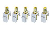5 PCS, Keystone Jack Modular RCA w/Yellow Center White, CNE582979