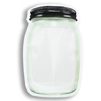 Mason Jar Zipper Bags - Frosted with Black Lid (12 Pack)