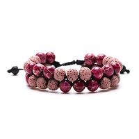 Aromatherapy Essential Oil Diffuser Bracelet Lava Stone Bead Gemstone Anxiety Diffuser Bangle Cuff Bracelet(Rose Pink)