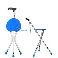 Folding Canes with Seat Walking Stick Height Adjustment Cane Seat 500 Lbs Capacity Frosted Handle with Magnetic Therapy Stone Massage Crutches Stool