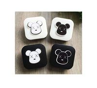 Cute Lovely Cartoon Patterns Contact Lenses Box with Mirror Travel Lens Case for Eyewear Kit Holder Container,White B