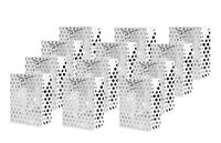 UNIQOOO 12Pcs Premium Silver Metallic Polka Dots Gift Bags Bulk, Rope Handle,Message Tag,100% Recyclable Paper,Heavy Duty Durable-Easter Mother’s Day,Retail,Wedding,Baby Shower Medium 9x7x4 Inches