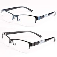 Blue Light Blocking Reading Glasses 2 Pairs Half Frame Readers Metal Computer Glasses UV Protection Anti Glare for Men Women, 2.00