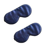 Silk Eye Sleep Mask Adjustable Strap, Comfortable & Super Soft Eye Mask, Blindfold Eyeshade for Men & Women for A Full Night's Sleep (Blue (2 Pcs))