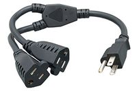 Cablelera Power Cord Extension and Splitter, NEMA 5-15P to NEMA 5-15R x 2, 16 AWG, 13A, 125V (ZWACPQAG-14)