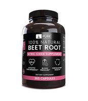 100% Pure Beet Root, 365 Capsules, 4 Month Supply, No Magnesium or Rice Filler, Gluten-Free, Natural, Made in USA, Natural Source, Potent, 1155mg Undiluted Beet Root Extract with No Additives