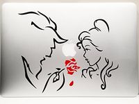 LA DECAL Beauty and the Beast and the Red Rose car truck SUV mac book mac air laptop tool box wall window decal sticker 8" Red and Black