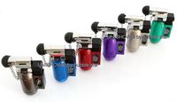 Gun Metal Color 90 Degree Angle Refillable Butane Torch Lighter with Hands Free Flame Lock - Metal - 2 3/4 Inch