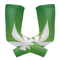 LEVEIS Marijuana Leaf Green Arm Sleeves UV Protection for Men Women Sunblock Protective Gloves Running Golf Cycling Driving Long Arm Cover 1 Pair