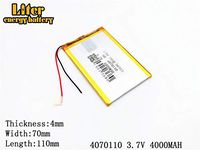 3.7V 4000mAh 4070110 Lithium Polymer Ion Rechargeable Battery Lithium Polymer Li-Po Battery for MP4 GPS MP3 Bluetooth Stereo DIY Gift