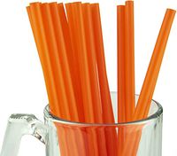 Made in USA Pack of 250 Jumbo Orange (10" X 0.28") Individually Wrapped Plastic Smoothie Drinking Straws (FDA-approved, Non-toxic, BPA-free)