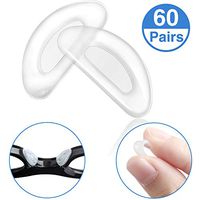 60 Pairs Adhesive Eye Glasses Nose Pads, D Shape Stick on Anti-Slip Soft Silicone Adhesive Nose Pads Clear Glasses Nose Pad for Glasses, Eyeglasses and Sunglasses, 15 mm